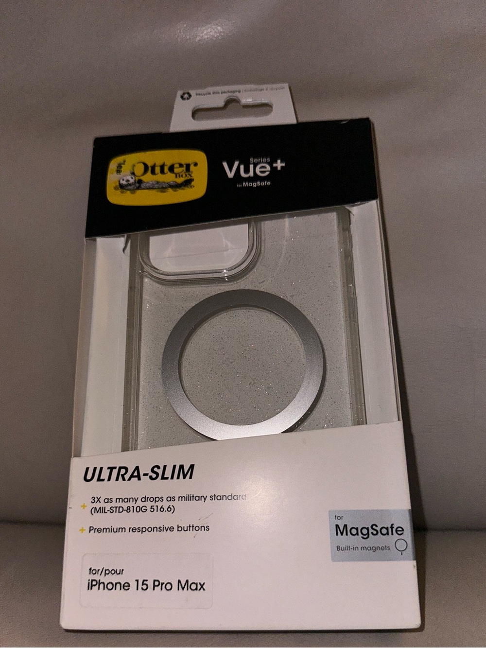 NWT OtterBox ultra slim 15 Pro Max Clear MagSafe  glitter case. Seal box. NEW!!